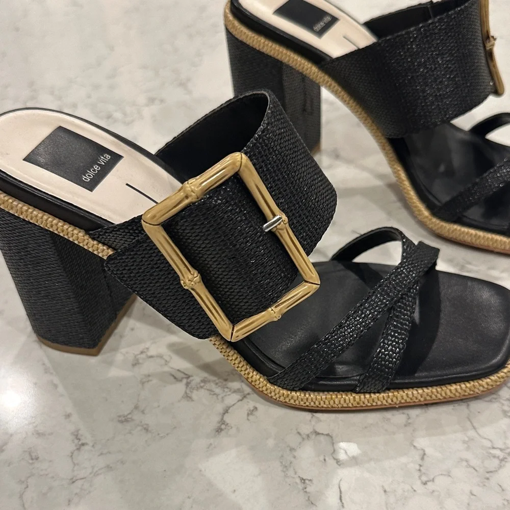 Dolce Vita Black and Gold Mules - Picture 2 of 7